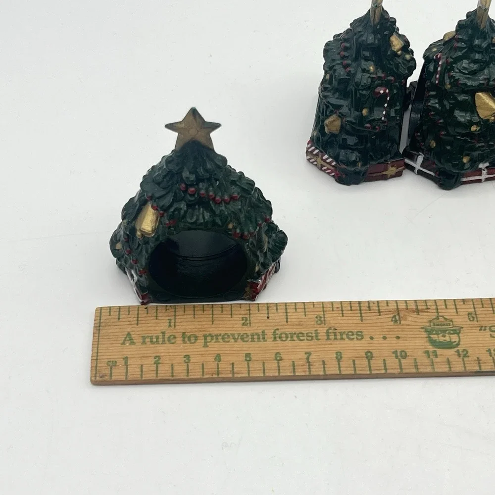 Christmas Napkin Rings Christmas Tree Shape Gold‎ Star Resin 3